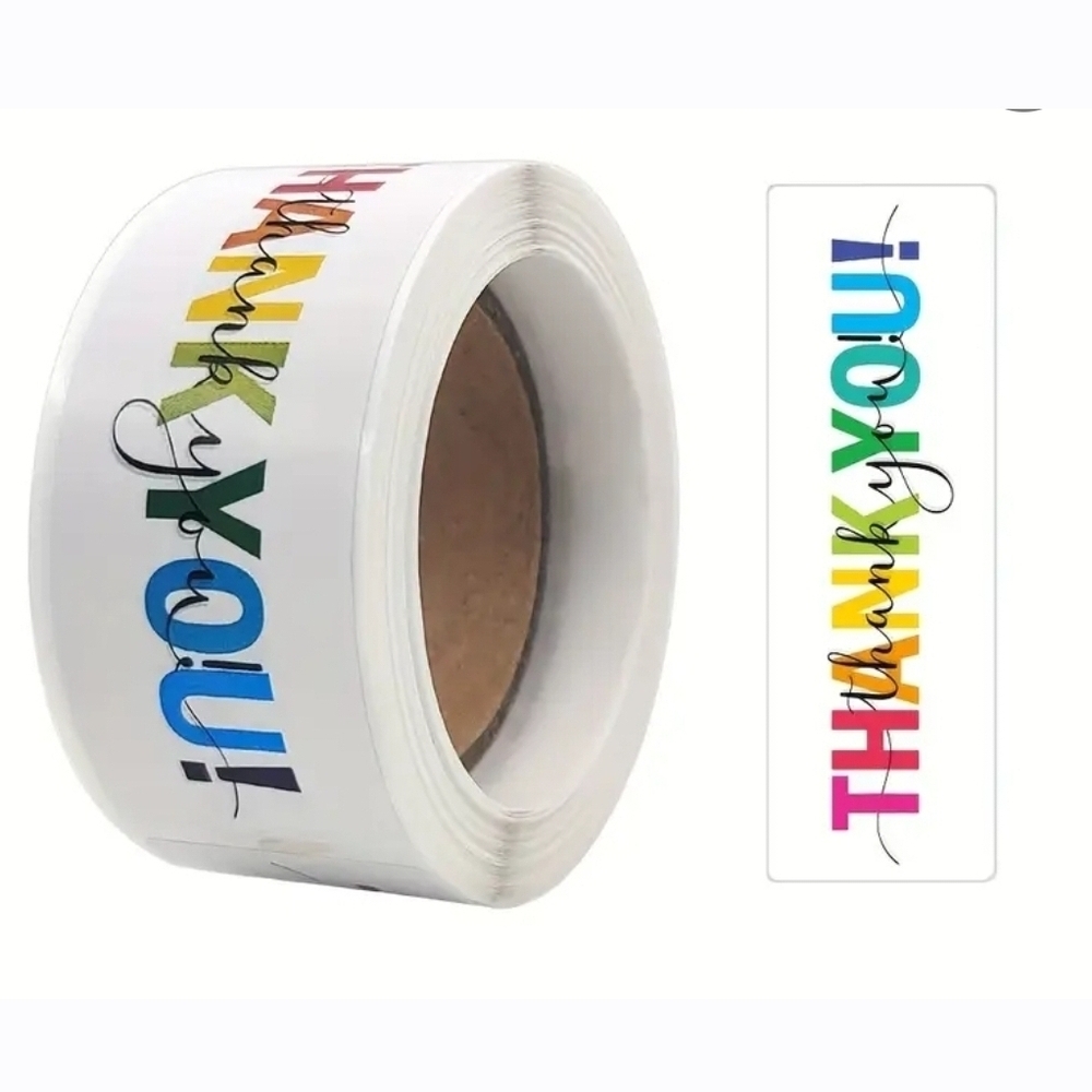 Colorful Thank You Sticker Roll 120 Stickers 1" x 3"